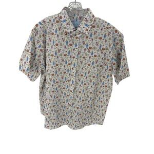 Bird Dog Bay Mens Aloha Hawaiian Shirt Tiki Cocktail Print Short Sleeve Size L